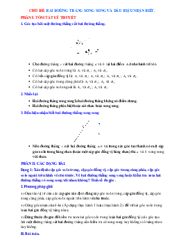 Chuyên đề hai đường thẳng song song và dấu hiệu nhận biết Toán 7