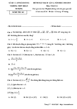 Đề thi sát hạch lần 2 Toán 11 năm 2018 – 2019 trường Đoàn Thượng – Hải Dương