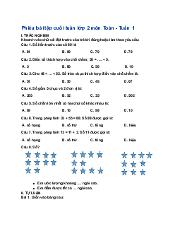 Phiếu bài tập cuối tuần lớp 2 môn Toán | Chân trời sáng tạo