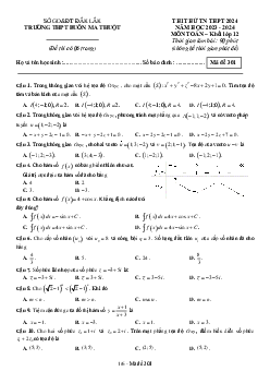Đề thi thử TN THPT 2024 môn Toán trường THPT Buôn Ma Thuột – Đắk Lắk