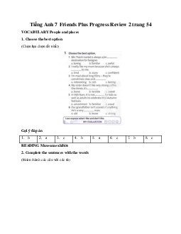 Tiếng Anh 7 Friends Plus Progress Review 2 trang 54