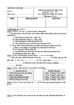 Đề thi cuối học kì 2 lớp 5 môn Lịch sử - Địa lý năm 2020 - 2021