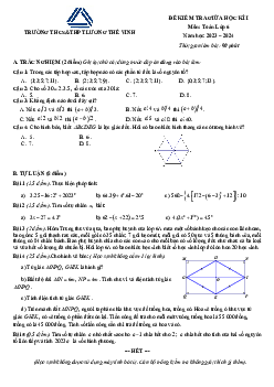 Đề giữa học kì 1 Toán 6 năm 2023 – 2024 trường Lương Thế Vinh – Hà Nội