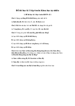 Đề thi học kì 1 Khoa học tự nhiên lớp 6 Kết nối tri thức năm 2023 - 2024 đề 3