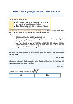 Giải SGK Tiếng Việt 5 trang 75 Bài 15: Viết bài văn tả phong cảnh - Kết nối tri thức (Tập 1)