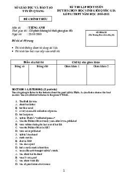 Đề thi lập đội tuyển dự thi chọn học sinh giỏi quốc gia lớp 12 THPT môn Tiếng Anh tỉnh Tuyên Quang năm học 2010-2011
