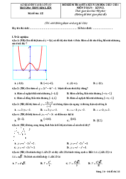 Đề giữa kì 1 Toán 12 năm 2023 – 2024 trường THPT Kim Liên – Nghệ An