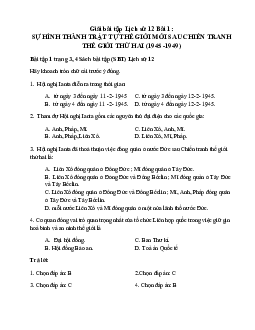 Giải SBT Lịch Sử 12 bài 1: Sự hình thành trật tự thế giới mới sau chiến tranh thế giới thứ hai (1945-1949)