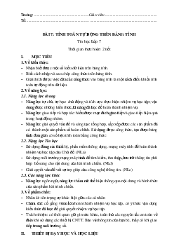 Giáo án Bài 7: Tính toán tự động trên trang tính Tin học 7 | Kết nối tri thức