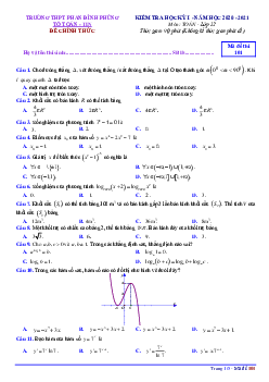 Đề thi học kỳ 1 Toán 12 năm 2020 – 2021 trường THPT Phan Đình Phùng – Hà Nội