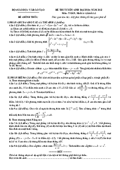 Đề thi và đáp án môn Toán khối A năm 2012