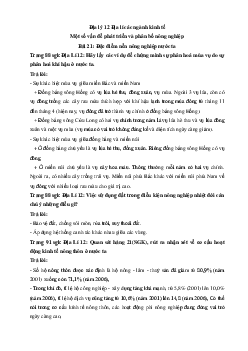 Giải bài tập SGK Địa Lý lớp 12 Bài 21: Đặc điểm nền nông nghiệp nước ta