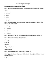 Ngân hàng câu hỏi trắc nghiệm | Sinh học đại cương | Trường Đại học Y Dược , Đại học Quốc gia Hà Nội