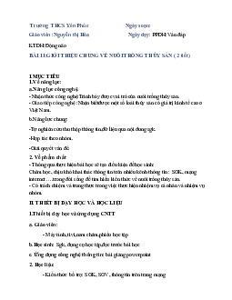 Giáo án Công nghệ 7 Bài 11: Giới thiệu chung về nuôi trồng thuỷ sản | Cánh diều