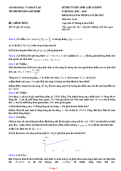 Đề thi tuyển sinh vào lớp 10 năm 2023-2024 môn toán Sở GD TP Hồ Chí Minh (có đáp án và lời giải chi tiết)
