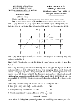 Đề học kỳ 1 Toán 10 năm 2022 – 2023 trường THPT Nguyễn Tất Thành – TP HCM