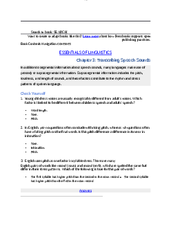 ESSENTIALS OF LINGUISTICS Chapter 3: Transcribing Speech Sounds