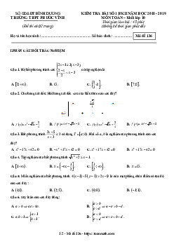 Bài kiểm tra số 1 HK2 Toán 10 năm 2018 – 2019 trường Phước Vĩnh – Bình Dương