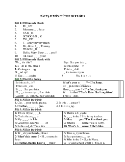 Bài tập ôn thi IOE lớp 3 - Phần điền từ