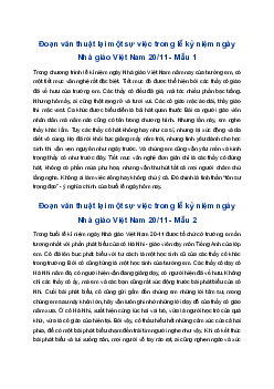 Đoạn văn Thuật lại một sự việc trong lễ kỉ niệm ngày Nhà giáo Việt Nam 20-11 | Tập làm văn 4