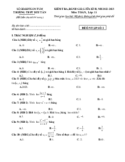 Đề ôn tập giữa kì 2 Toán 11 năm 2022 – 2023 trường THPT Duy Tân – Kon Tum
