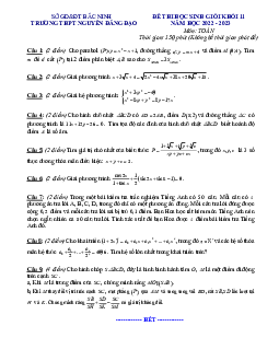 Đề học sinh giỏi Toán 11 năm 2022 – 2023 trường Nguyễn Đăng Đạo – Bắc Ninh