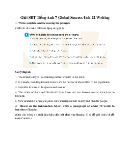 Giải SBT Tiếng Anh 7 Global Success Unit 12 Writing