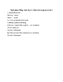 Ngữ pháp Unit 1 | Tiếng anh 2 Family and Friends