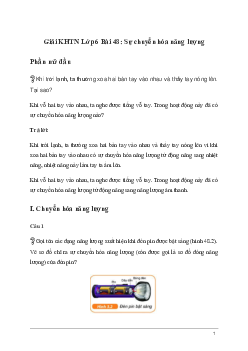 Giải KHTN Lớp 6 Bài 48: Sự chuyển hóa năng lượng | kết nối tri thức