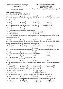 Đề thi giữa học kì 2 Toán 9 năm 2023 – 2024 phòng GD&ĐT Hiệp Hòa – Bắc Giang