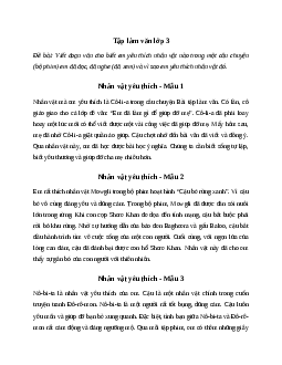 Tập làm văn lớp 3: Đoạn văn cho biết em yêu thích nhân vật nào trong một câu chuyện (bộ phim) - Cánh Diều