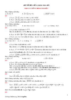 Chuyên đề chứng minh chia hết bồi dưỡng học sinh giỏi Toán 6 – 7