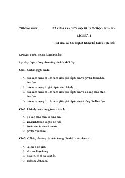 Đề thi giữa học kì 1 môn Lịch sử 11 năm 2023 - 2024 sách Kết nối tri thức với cuộc sống