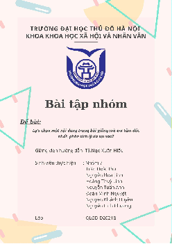 Bài tập nhóm nhà quản lí và người giáo viên đối với trường học hạnh phúc | Trường Đại Học Thủ Đô Hà Nội