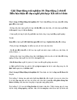 Giải Hoạt động trải nghiệm 10: Hoạt động 2 chủ đề 10 Kết Nối Tri Thức