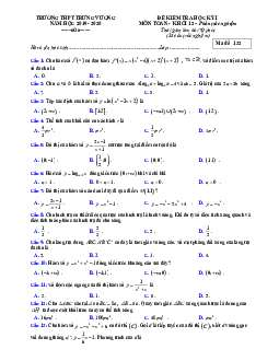 Đề kiểm tra học kỳ 1 Toán 12 năm 2019 – 2020 trường Trưng Vương – TP HCM