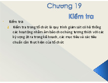 Chương 19: Kiểm tra - Môn quản trị học - Đại Học Kinh Tế - Đại học Đà Nẵng
