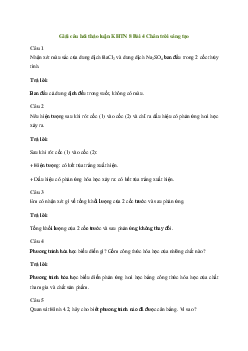 KHTN 8 Bài 4: Định luật bảo toàn khối lượng và phương trình hoá học - Chân trời sáng tạo