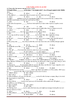 Chuyên đề 9: RELATIVE CLAUSES Tiếng Anh 9 (có lời giải)