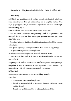 Soạn bài Thuyết trình và thảo luận về một vấn đề xã hội - Cánh diều 10