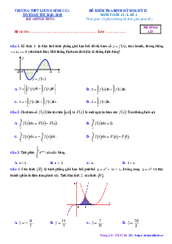 Kiểm tra định kỳ HK2 Toán 12 lần 1 năm 2018 – 2019 trường Lương Định Của – Cần Thơ