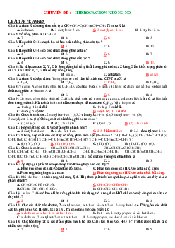 Bài tập chuyên đề về hiđrocacbon không no Hóa lớp 11 (có đáp án)