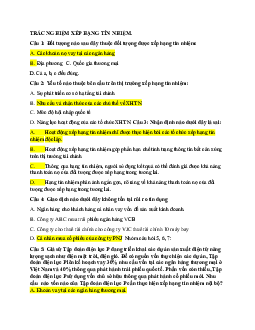 Câu hỏi trắc nghiệm ôn tập môn Xếp hàng tín nhiệm có đáp án