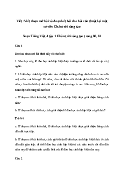 Soạn bài Viết: Viết đoạn mở bài và đoạn kết bài cho bài văn thuật lại một sự việc - Tiếng Việt 4 Chân trời sáng tạo