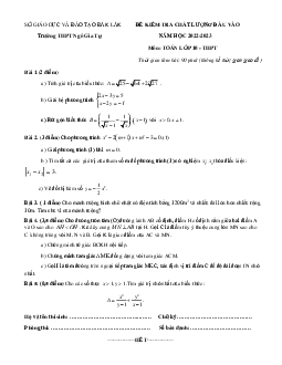 Đề kiểm tra đầu vào Toán 10 năm 2022 – 2023 trường THPT Ngô Gia Tự – Đắk Lắk