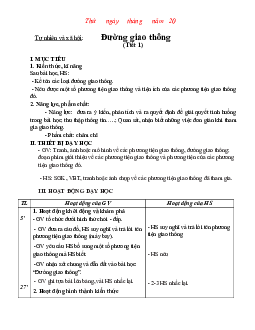 Giáo án Tự nhiên và xã hội 2 sách Chân trời sáng tạo (Cả năm)| Tuần 10