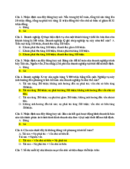 Câu hỏi trắc nghiệm nguyên lý kế toán (có đáp án )