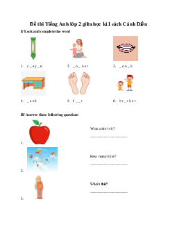 Đề thi giữa học kì 1 môn Tiếng Anh 2 năm 2023 - 2024 sách Cánh diều