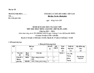 Kế hoạch giáo dục môn Hoạt động trải nghiệm hướng nghiệp 6 sách Chân trời sáng tạo