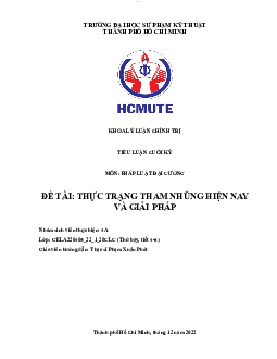 Tiểu luận: Thực trạng tham nhũng hiện nay và giải pháp | Pháp luật đại cương